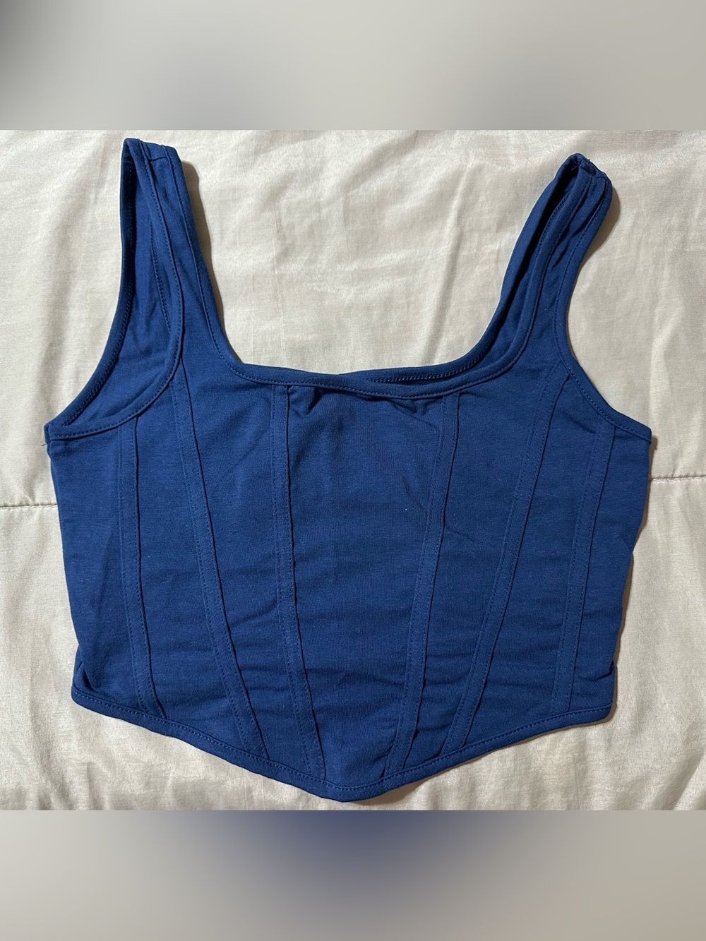 SHEIN Navy Blue Structured Square Neck Crop Top